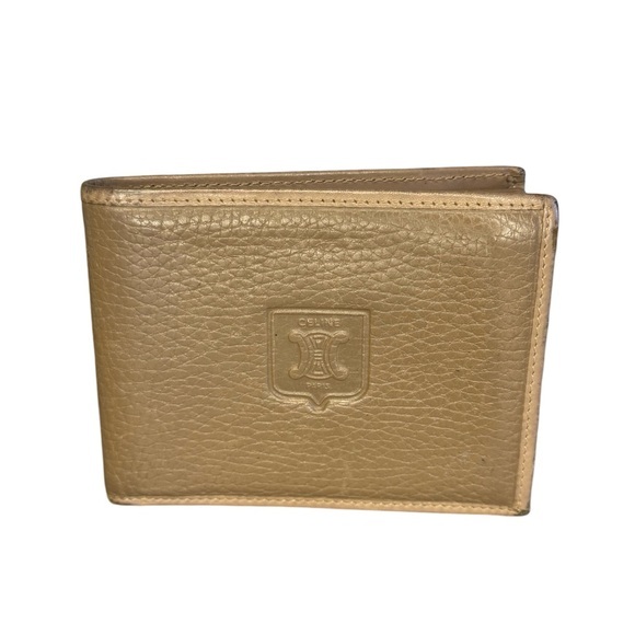Céline Paris Tan Beige Pebbled Leather Bifold Men’s/Unisex Wallet GUC | Designer - Picture 1 of 15